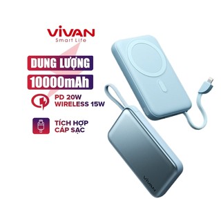 Combo Dây Cáp Sạc Và Sạc không dây 20W Từ Tính Nhỏ Gọn Tiện Lợi, Tích Hợp Cáp Sạc  - ROBOT VPB-W13