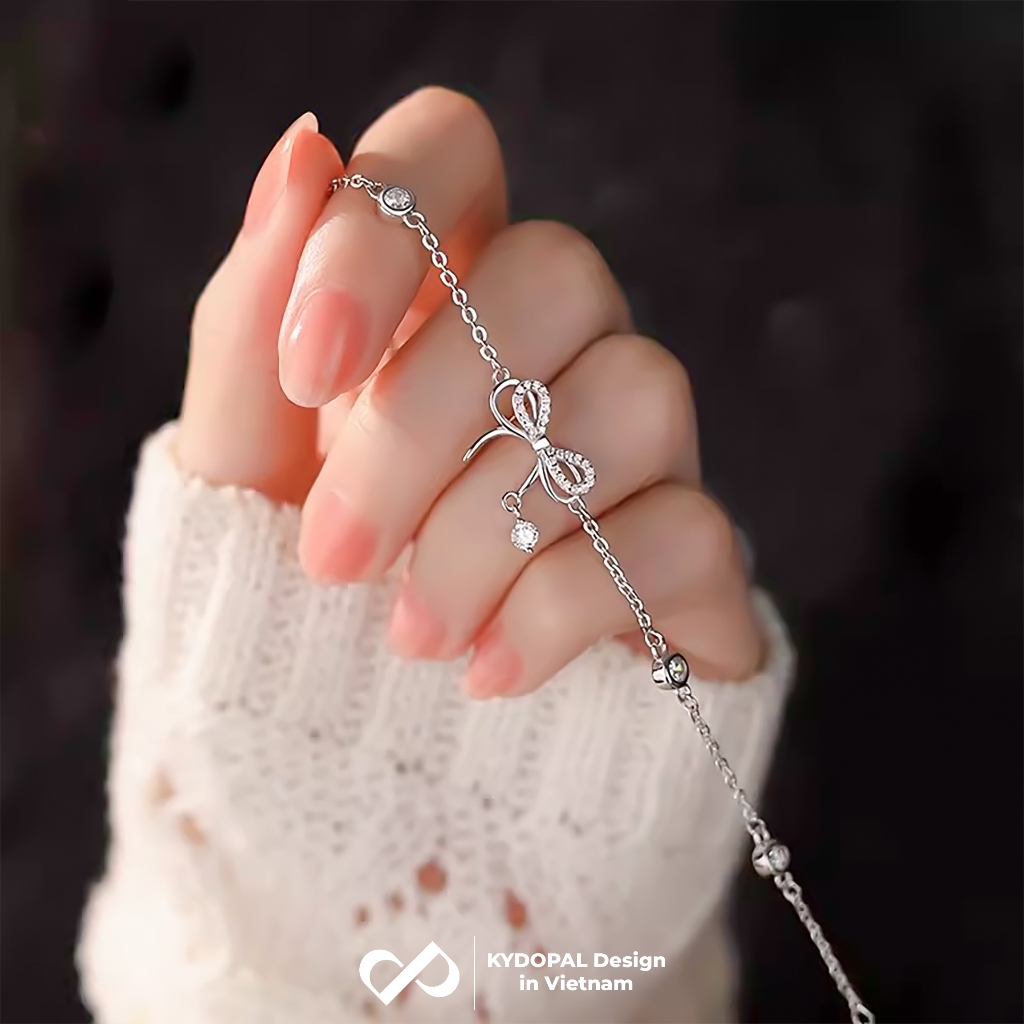 Ảnh Lắc tay bạc KYDOPAL charm nơ đính đá cá tính trang sức nữ cao cấp ý 925 - PAL9B6L7 3