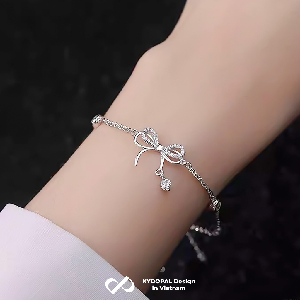 Ảnh Lắc tay bạc KYDOPAL charm nơ đính đá cá tính trang sức nữ cao cấp ý 925 - PAL9B6L7 4