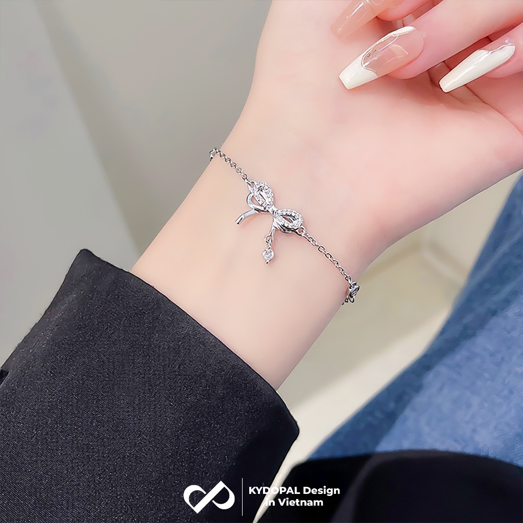 Ảnh Lắc tay bạc KYDOPAL charm nơ đính đá cá tính trang sức nữ cao cấp ý 925 - PAL9B6L7 2