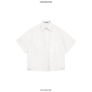 HYPNOTISM |'PATCH POCKETS SHIRT' Áo sơ mi tay ngắn 3 túi vuông form oversize chất poplin cotton dày dặn