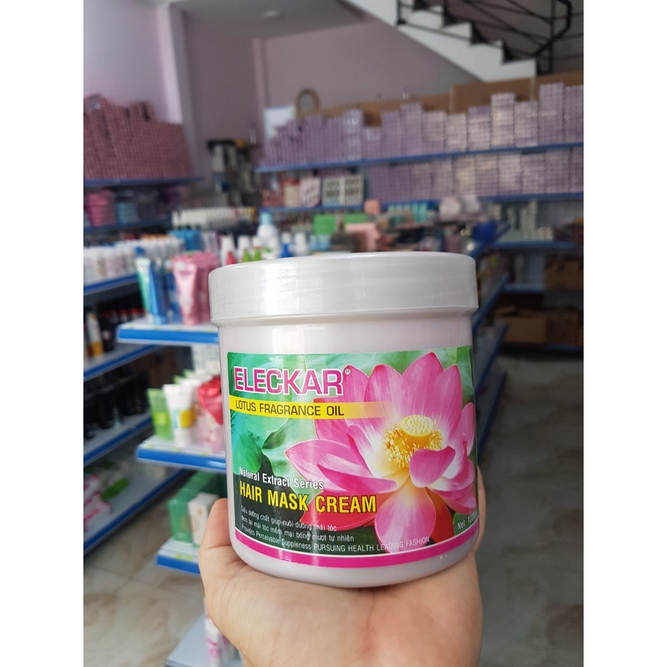 Hấp Dầu Kem xả Ủ Tóc Hoa Sen ELECKAR 1000ml - Phục Hồi Tóc Cho Tóc Mềm Mượt