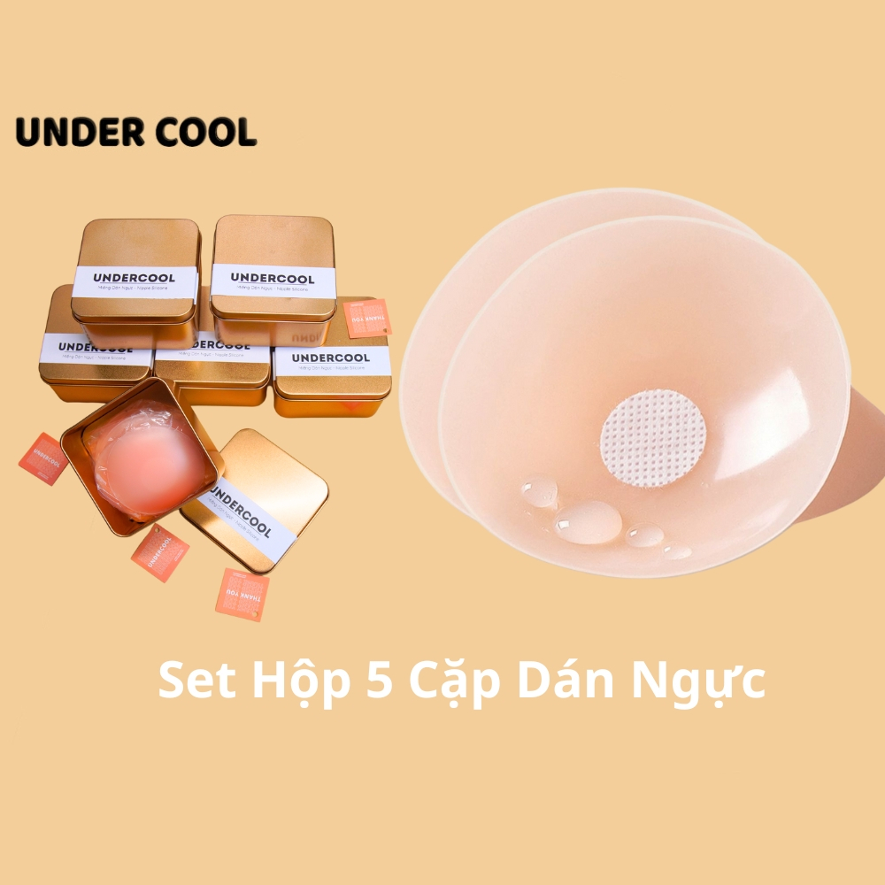Hộp 5 Đôi Dán Nhũ Hoa silicon UNDERCOOL siêu mềm Sử Dụng Nhiều Lần - Dán Ngực Hộp thiếc Sang chảnh DT14