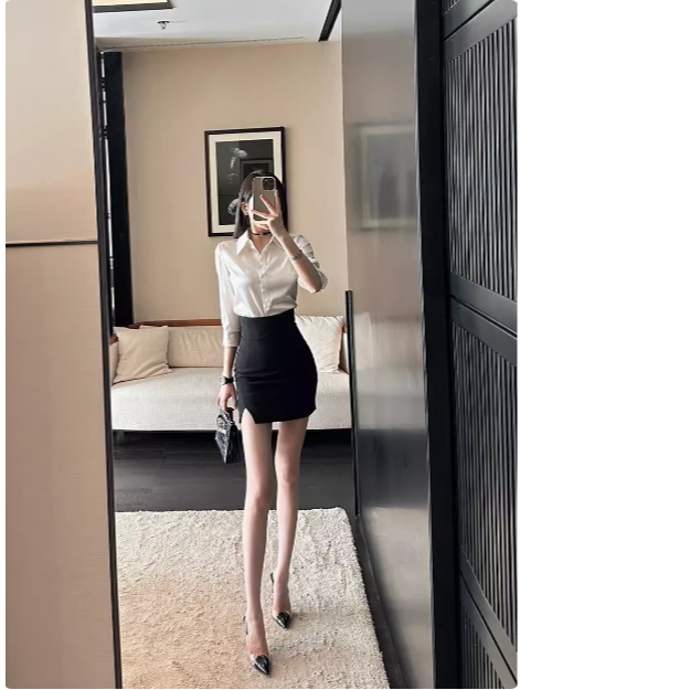 Chân váy bút chì sẻ đùi ngắn 40cm-SHOPNGOCTRANG10
