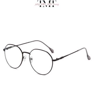 Mắt kính không độ giả cận thời trang nam nữ chống sáng xanh Gọng kính cận oval kim loại cao cấp K026