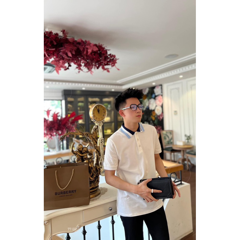 ⚡️[Hight Quality] Áo Polo Nam Bu1be11y Logo Detail Shirts - Họa Tiết Logo Trắng Phối Xanh Cao Cấp - Loại 1 Qccc Hottrend