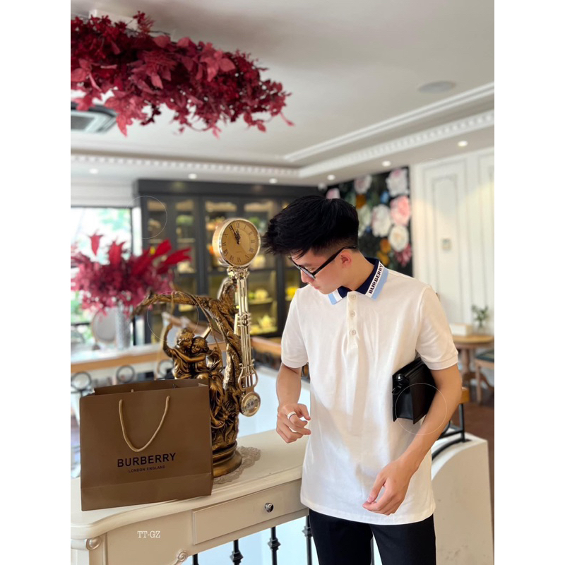 ⚡️[Hight Quality] Áo Polo Nam Bu1be11y Logo Detail Shirts - Họa Tiết Logo Trắng Phối Xanh Cao Cấp - Loại 1 Qccc Hottrend