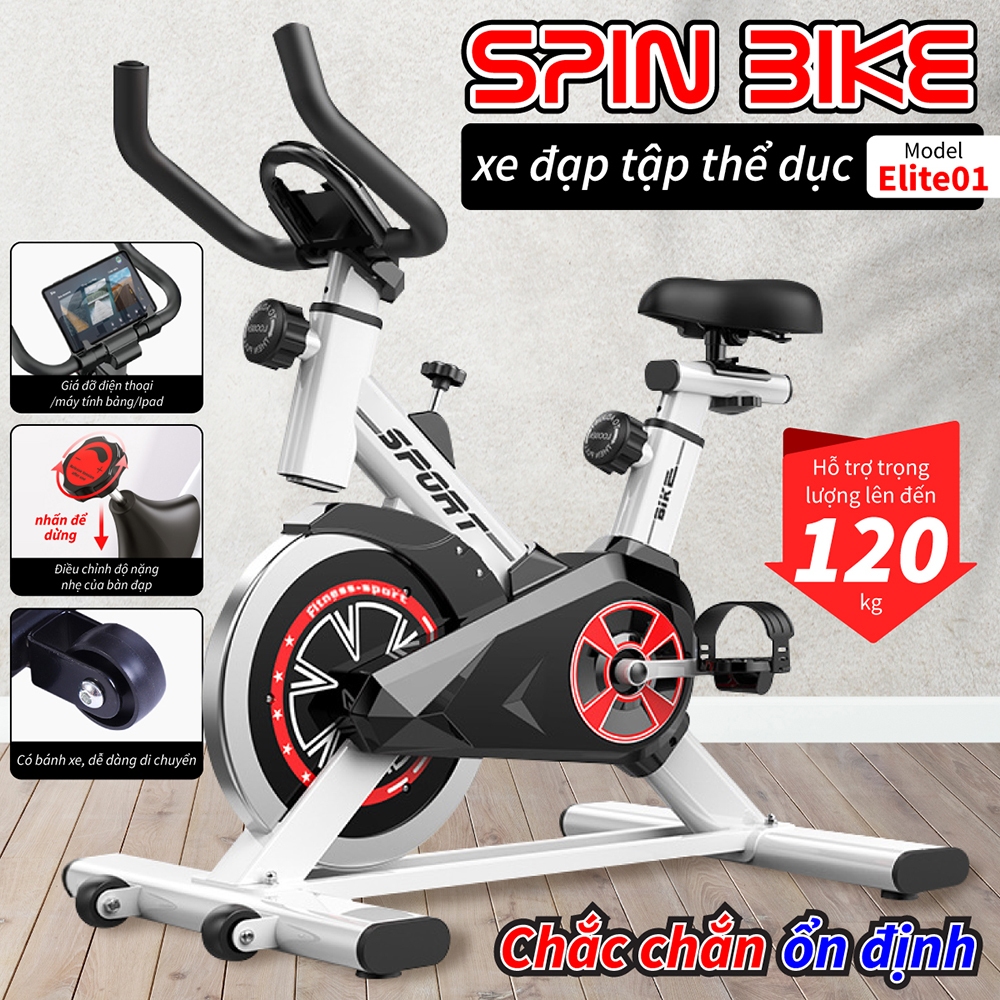 Ảnh BG - Xe đạp tập thể dục tại nhà, máy tập thể dục Fitness, bánh đà phi 35cm ELITE 01 chỉ có giá đỡ 1