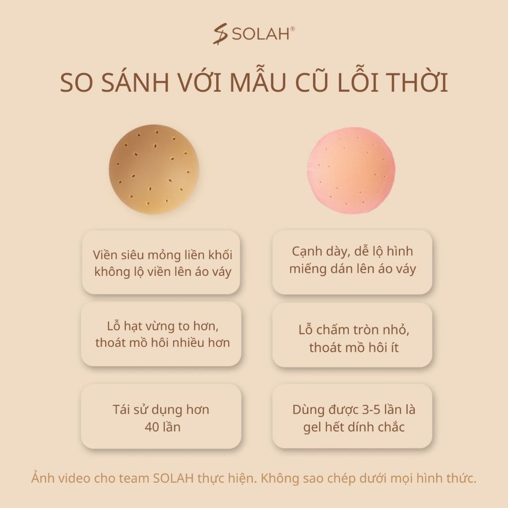Miếng Dán Ngực Silicone Lỗ To Chống Mồ Hôi SOLAH 4 Màu Có Gel Dính Chắc Mùa Hè Đi Biển Du Lịch NP02