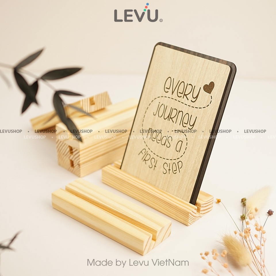 Chân đế gỗ đặt tranh ảnh, kệ tranh để bàn, chân menu gỗ thông nguyên khối 2x5x14cm
