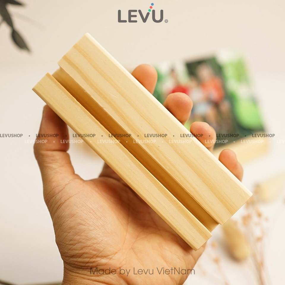Chân đế gỗ đặt tranh ảnh, kệ tranh để bàn, chân menu gỗ thông nguyên khối 2x5x14cm