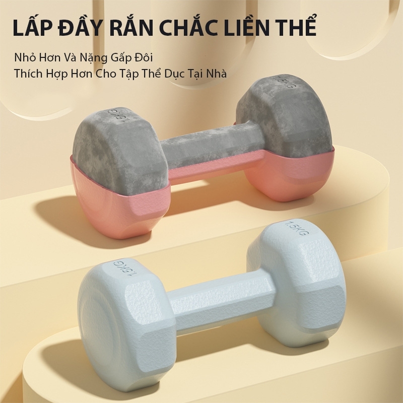 Ảnh OneTwoFit Quả Tạ Tạ tay thể dục nhiều màu 1kg 3kg Thể Dục bọc nhựa cao cấp chống vỡ sàn nhà 4