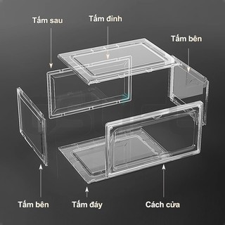GSlife Acrylic Hộp Mica Hộp Nhựa Trong Suốt Hộp Đựng Giày Trưng Bày Túi Xách Nắp Nam Châm Chất Lượng Cao