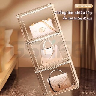 GSlife Acrylic Hộp Mica Hộp Nhựa Trong Suốt Hộp Đựng Giày Trưng Bày Túi Xách Nắp Nam Châm Chất Lượng Cao