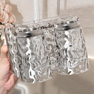 Bộ Nhả Kem Đánh Răng, Kệ Treo Bàn Chải Kèm Cốc Trong Suốt Chất Liệu Nhựa Cao Cấp Dán Tường Nhà Tắm