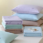 Bộ Chăn ga DRAP CHẦN Cotton Đũi Alva 5 món dày dặn, phối màu tinh tế, hoạ tiết trang nhã, thoáng mát, vệ sinh — ảnh 6