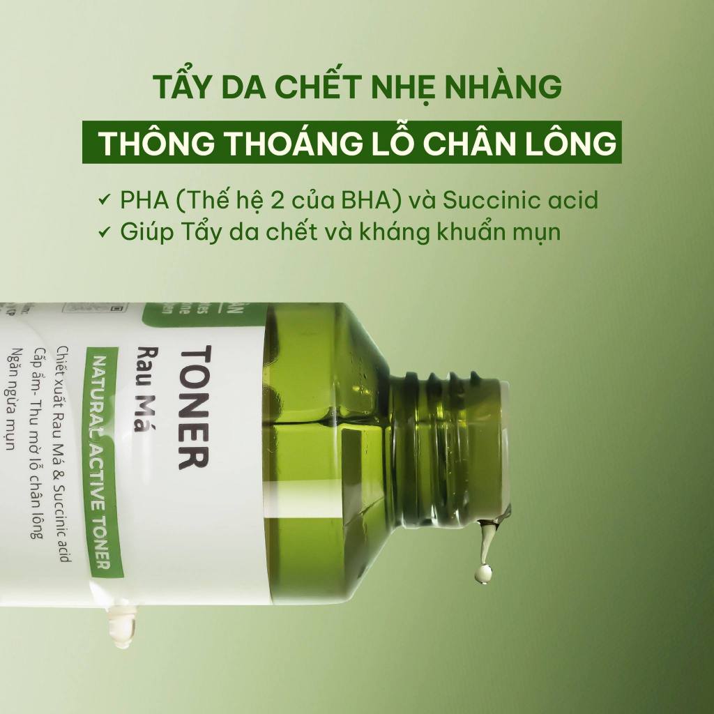 Ảnh Active Toner Dưỡng Ẩm Ngừa Mụn Rau Má Dành Cho Da Mụn Da Dầu Nhạy Cảm Cỏ Mềm 150ml 4