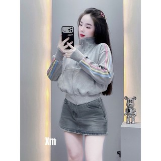Áo Khoác Nỉ Cổ Cao Phối VIỀN Sọc 3 Màu CẦU VÒNG Phong Cách Mới ( Tayxỏ ngón thời trang )