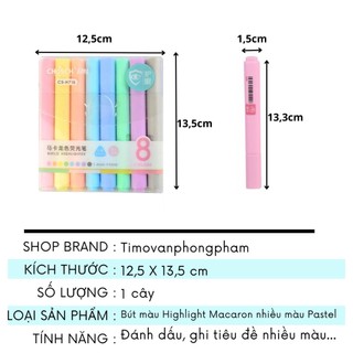 Bút Highlight Pastel Lẻ Từ Set Bộ 8 Cây Nhớ Dòng Đánh Dấu Tiện Lợi Đồ Dùng Học Tập Timo VPHL18