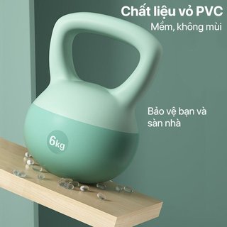 Tạ Ấm,Tạ Kettlebell,Tạ Quai Xách 4kg,6kg,8kg Da Mềm PVC Lõi Cát Sắt Tập Mông Đùi,Gym Đại Nam Sport