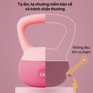 Tạ Ấm,Tạ Kettlebell,Tạ Quai Xách 4kg,6kg,8kg Da Mềm PVC Lõi Cát Sắt Tập Mông Đùi,Gym Đại Nam Sport