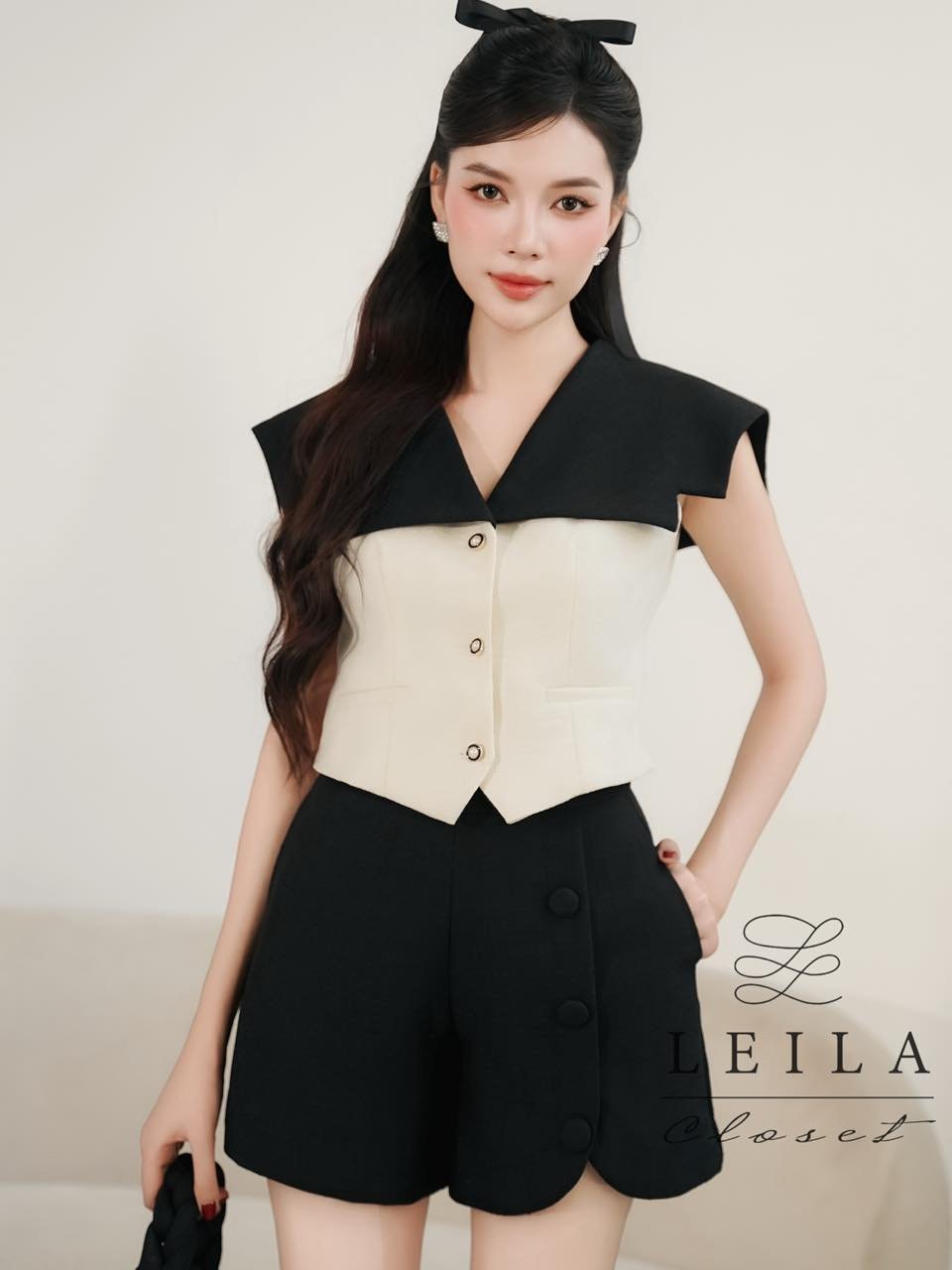 Ảnh LEILA CLOSET | Quần thiết kế Olivia chất tweed phối nút 3