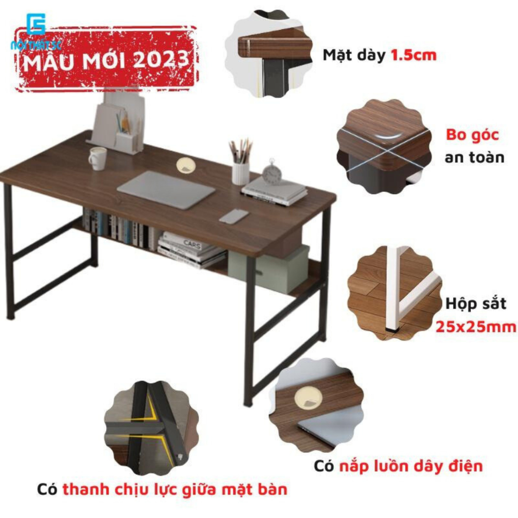 Bàn làm việc, Bàn Học Nội Thất 5C T-Table, KT 120cm,100cm,80cm khung sắt to hộp 25x25mm sơn tĩnh điện, gỗ MDF dày 15mm | BigBuy360 - bigbuy360.vn