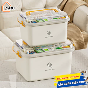 Hộp đựng thuốc sơ cứu GADI hai lớp cỡ lớn có nắp bảo quản tay cầm tiện lợi, Hộp nhựa đựng đồ đa năng