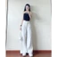 Quần jeans trắng kem Hari ánh rêu ống rộng