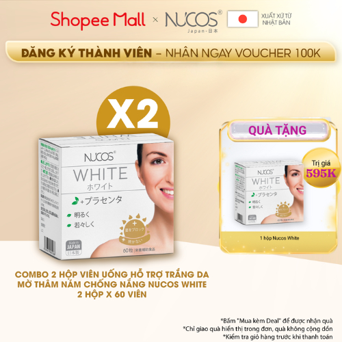 Ảnh TPBVSK Combo 2 hộp Viên uống trắng da mờ thâm nám Nucos White 60 viên 1