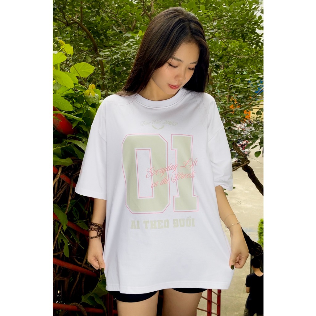 Ảnh Áo Thun BOO Unisex Oversized 100% Cotton In Graphic 01 Xu Dính Túi 1