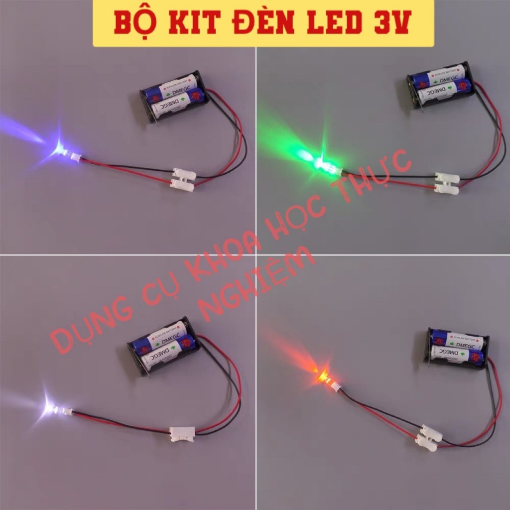 Bộ KIT đèn led 3V thí nghiệm Stem Steam DIY học tập gồm led jack cắm ...