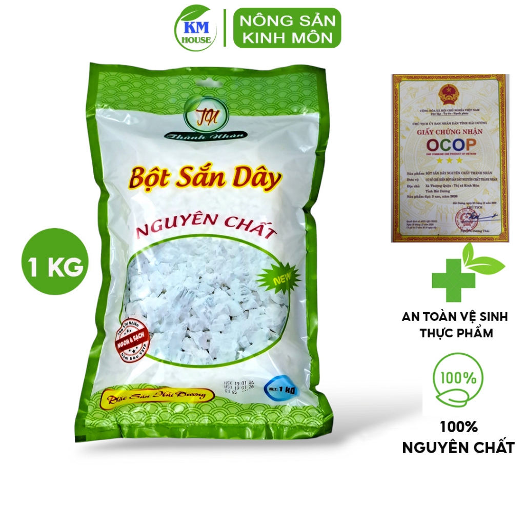 Bột Sắn Dây Nguyên Chất Thành Nhàn Kinh Môn Hải Dương Có Chứng Nhận An Toàn Thực Phẩm Chứng Nhận OCOP 3 sao