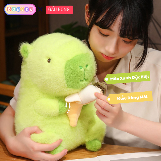 Capybara Xanh Lá Gấu Bông Capybara Xanh Ôm Chuối Mẫu Mới Capybara Màu Xanh Đặc Biệt Sang Trọng Chất Vải Lông Cao Cấp