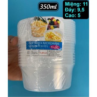 10 Hộp nhựa tròn lò vi sóng Microwave đựng đồ ăn hoa quả có nắp trong suốt Thuận Lợi, hộp nhựa 1 lần