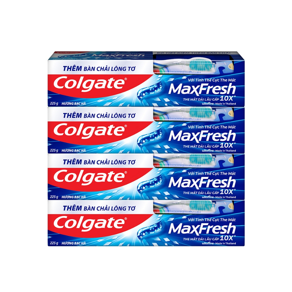 Kem đánh răng Colgate Maxfresh bạc hà the mát 225g/tuýp tặng bàn chải