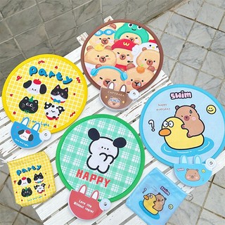 Quạt Vải Xếp Phản Quang Cầm Tay Mini Cabybara , Quạt Cầm Tay Gấp Gọn Tự Bung Di Động Cho Học Sinh Văn Phòng LABY HOME