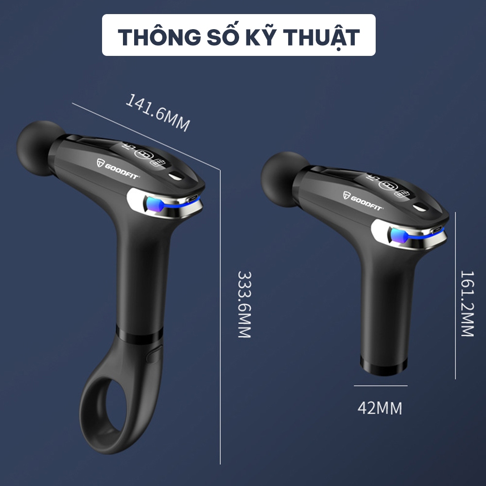 Máy massage cầm tay chính hãng GOODFIT GF01MG có tay cầm trợ lực có thể tháo rời