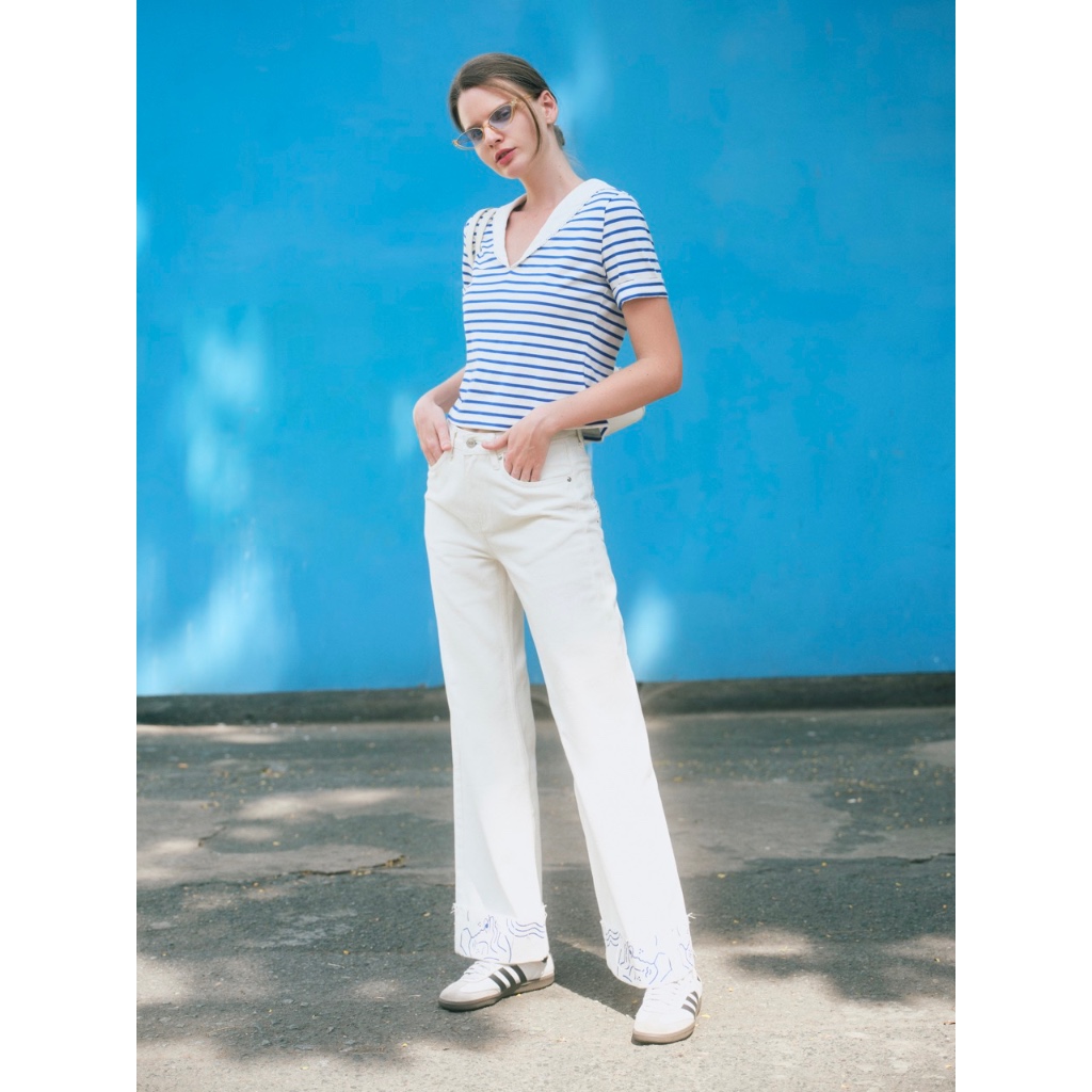 TheBlueTshirt - Áo thuỷ thủ V Sailor T - Signature Blue Stripe - Women