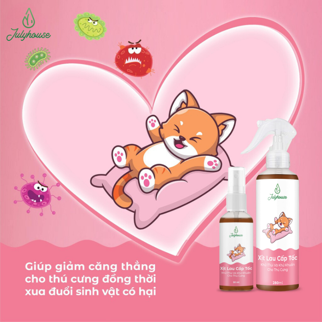 Ảnh Xịt khử mùi nước tiểu, khử khuẩn mùi hôi chó mèo Julyhouse 50ml/280ml từ tinh dầu thiên nhiên làm sạch hiệu quả an toàn 4