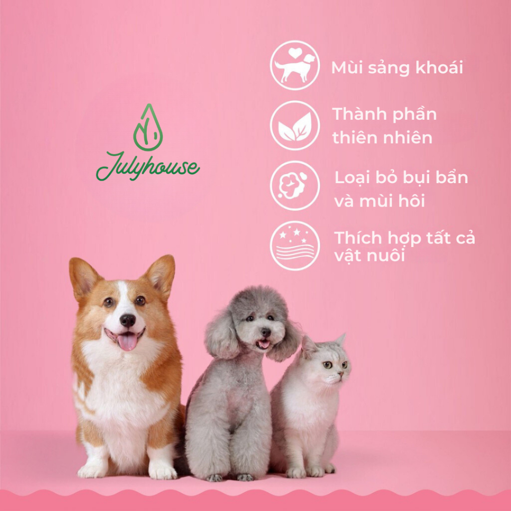 Ảnh Xịt khử mùi nước tiểu, khử khuẩn mùi hôi chó mèo Julyhouse 50ml/280ml từ tinh dầu thiên nhiên làm sạch hiệu quả an toàn 3