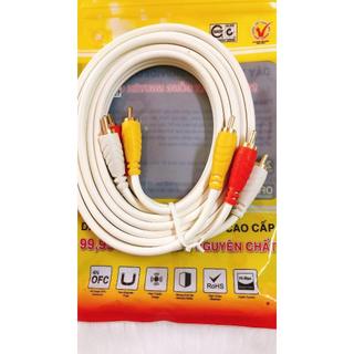 Dây Cáp Loa AV 6 Đầu Bông Sen, Dây AV 3 RCA Dài 1.8M - 3M - 5M - 10M Honjianda Hàng Chính Hãng