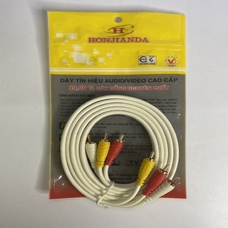 Dây Cáp Loa AV 6 Đầu Bông Sen, Dây AV 3 RCA Dài 1.8M - 3M - 5M - 10M Honjianda Hàng Chính Hãng