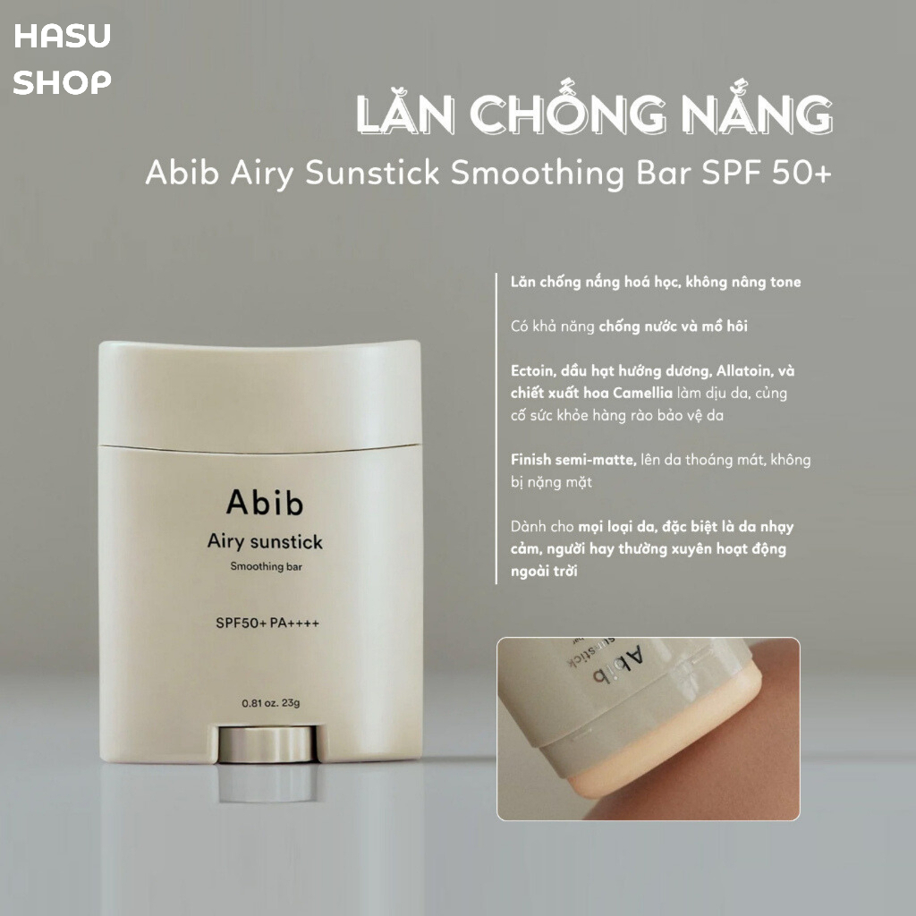 Thanh Lăn Chống Nắng Cho Da Mụn Nhạy Cảm, Chống Nước Abib Quick Sunstick Protection, Airy Sunstick Smoothing Bar SPF50+
