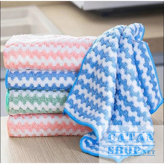 Khăn Lau Bếp Lau Bát Đĩa Bằng Lông Cừu Thấm Hút Nước, Khăn Lông Cừu San Hô Vuông 25CM Lau Bếp Đa Năng -GD836-KhanV25-Soc