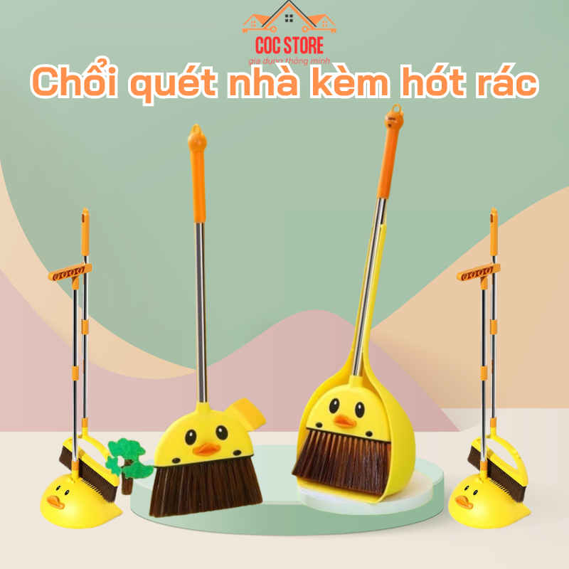 Combo Chổi Quét Nhà Thông Minh Kèm Hót Rác 2in1 Hình Con Vịt Vàng Dễ ...