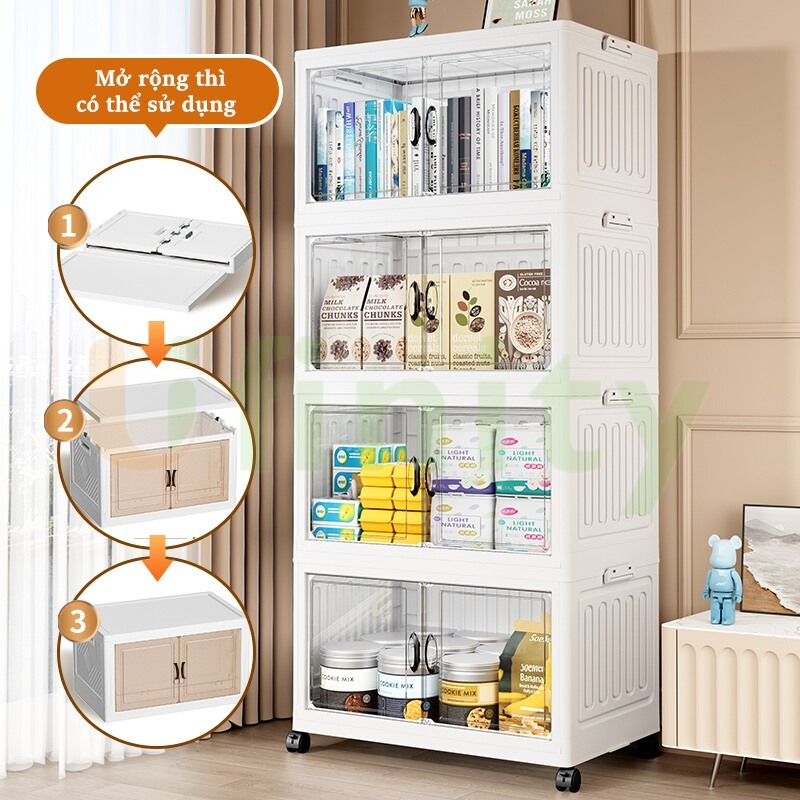 Lifinity Tủ Nhựa Đựng Gấp Gọn Tiện Lợi-Tủ Đa Năng Có Bánh Xe, Có Thể Đựng Quần Áo/Đồ Chơi/Đồ Ăn Nhẹ/Sách