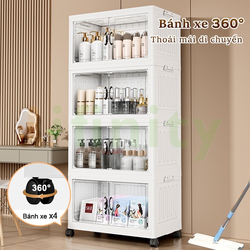 Lifinity Tủ Nhựa Đựng Gấp Gọn Tiện Lợi-Tủ Đa Năng Có Bánh Xe, Có Thể Đựng Quần Áo/Đồ Chơi/Đồ Ăn Nhẹ/Sách