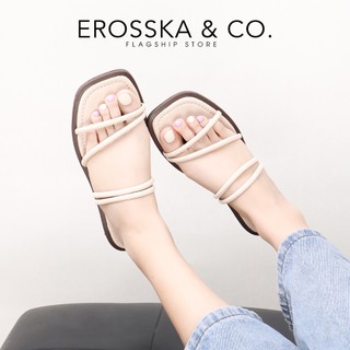 Erosska - Dép nữ thời trang quai ngang kiểu dáng đơn giản mang được 2 kiểu màu kem - EM105