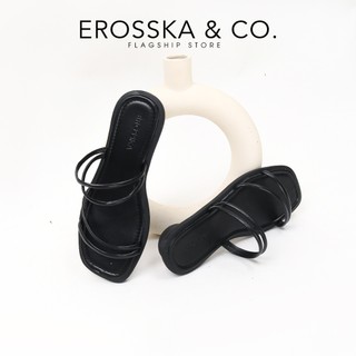 Erosska- Giày sandal nữ mũi vuông phối dây quai mảnh mang được 2 kiểu cao 2cm màu nâu _ EM105